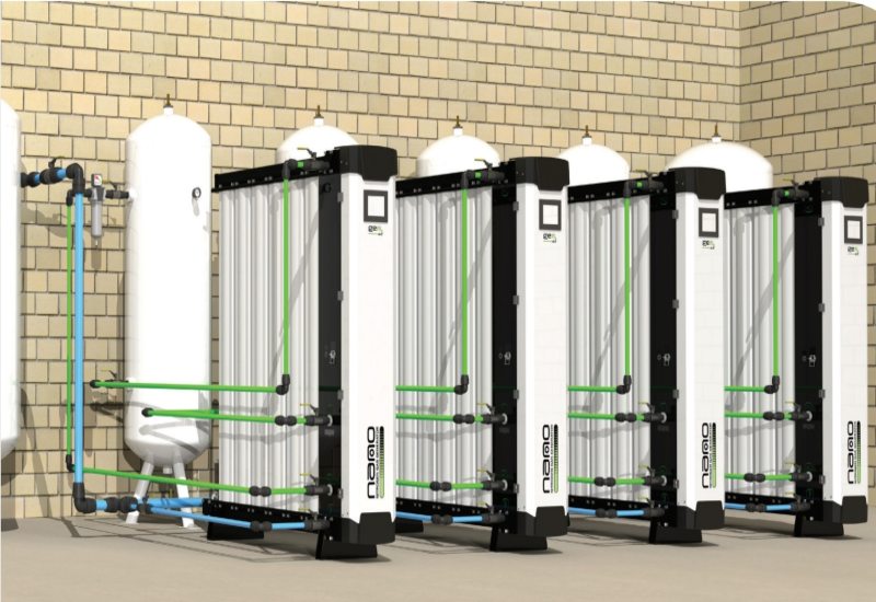 Close-up view of an on-site nitrogen generation equipment in San Jose, CA